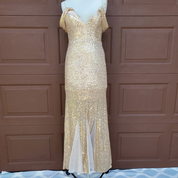 Crystal doll Womens sequin Long  Maxi Dress Sz 5 - Picture 1 of 5
